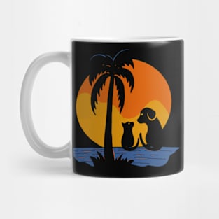 sunset with dog and cat -cat shirt-dog shirt Mug